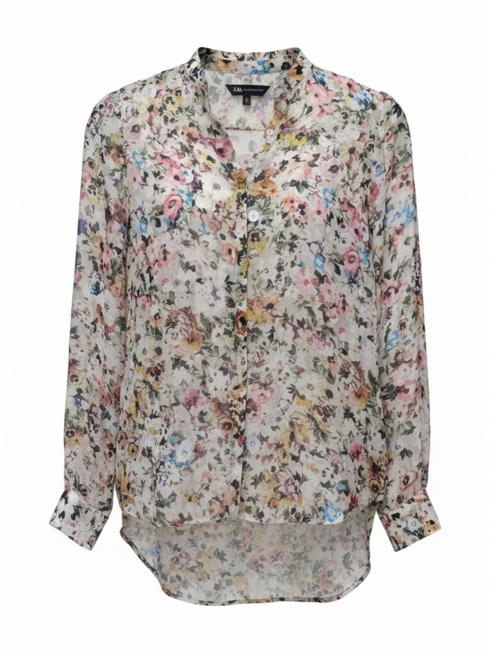 Zara floral silk button up blouse, XS